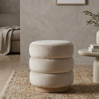 Milo Beige Velvet Three-Tier Pouf