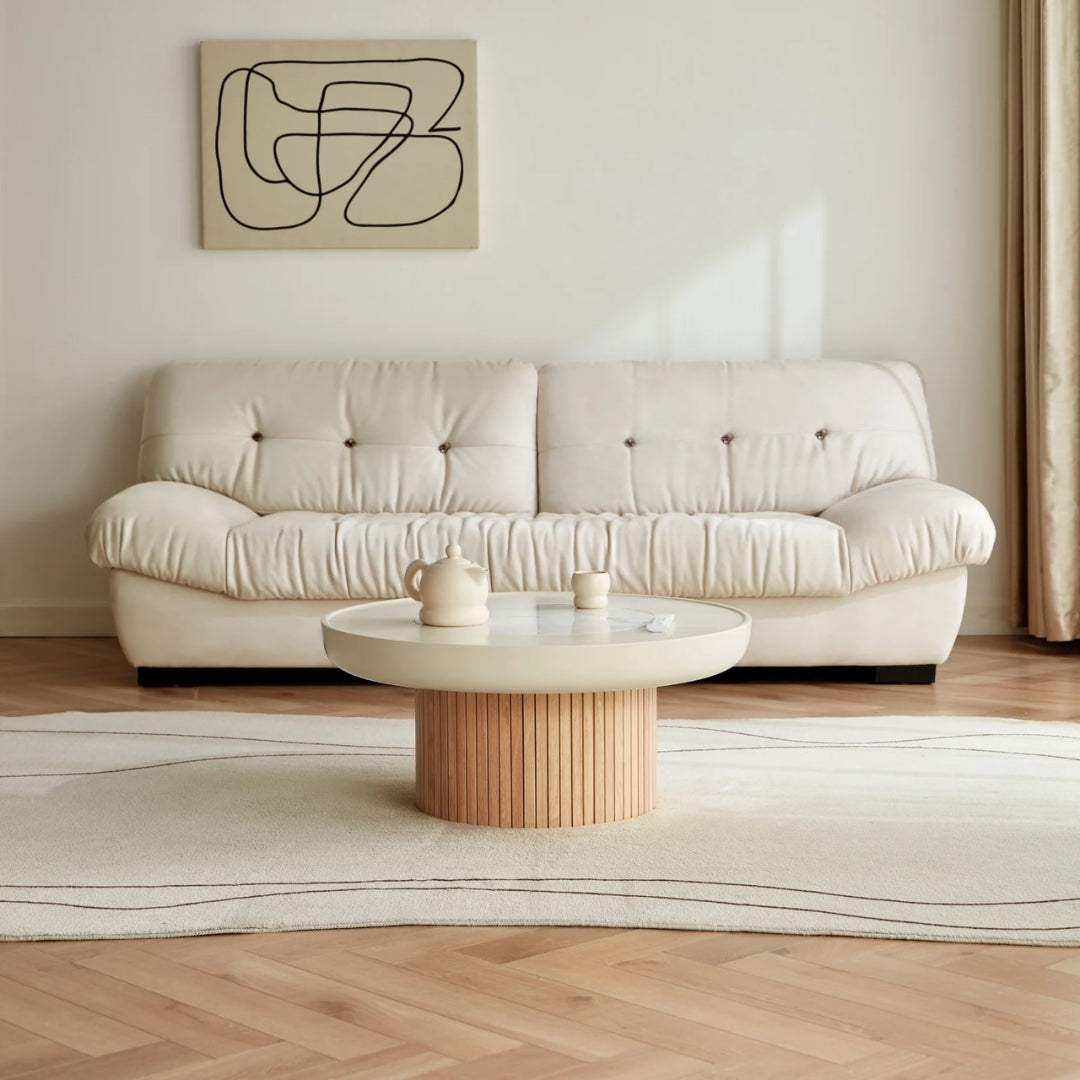 Smooth Stone Top & Textured Base Coffee Table