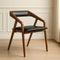 Modern Wood Frame Dining Chair with Black Seat