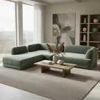 7 Seater Olive Green Upholstered L-Shape Sectional Sofa