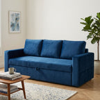 Blue Velvet Convertible Sofa Cum Bed
