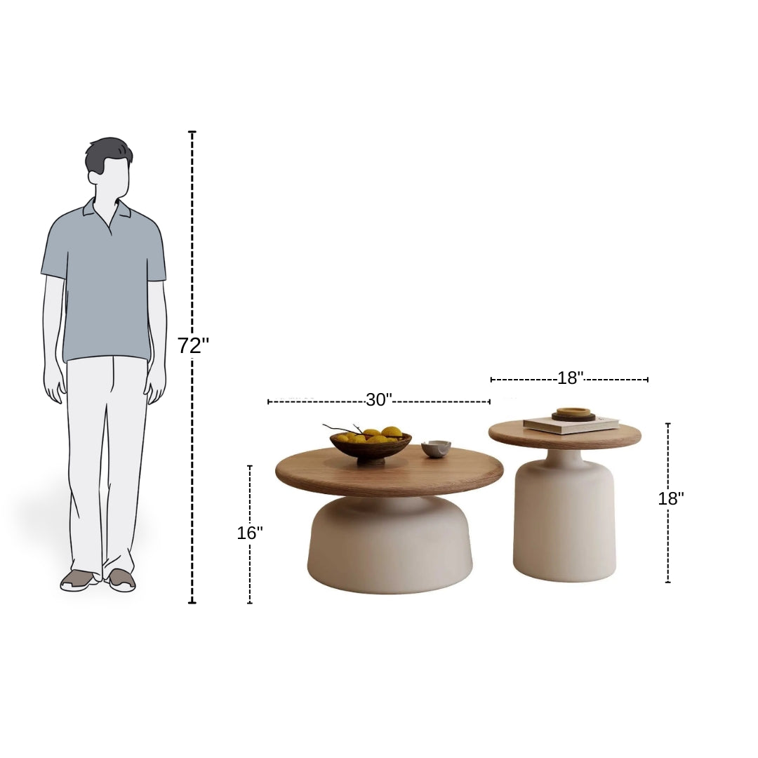 Sculpted Stonewood Circular Duo Tables

