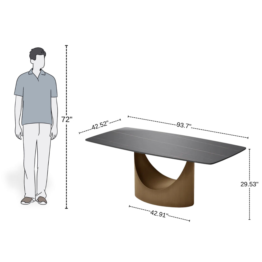 8 Seater Black Sintered Stone Rectangular Dining Table 