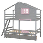 Twin Over Twin Kids Bunk Bed With Drawers