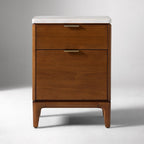 Elegant Two-Drawer Marble Top Nightstand