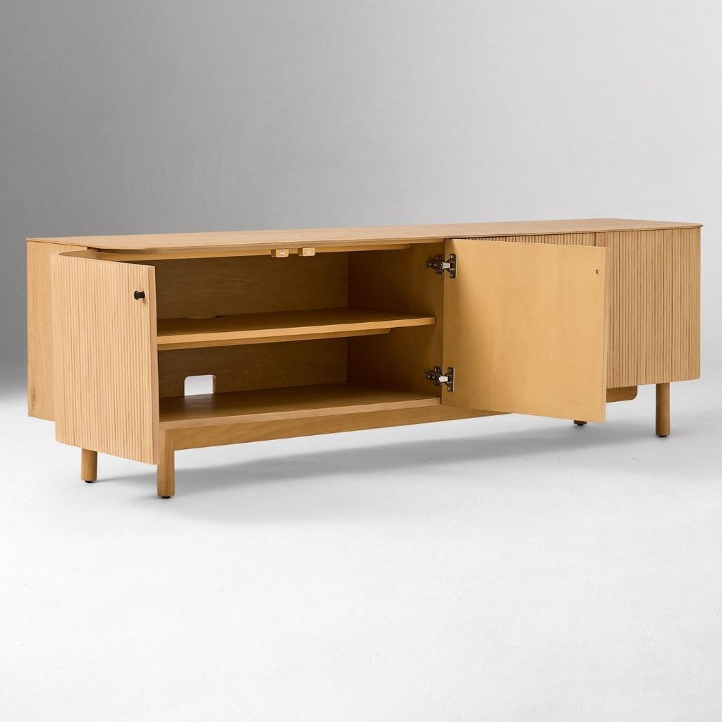 Contemporary Oak Slatted TV Unit
