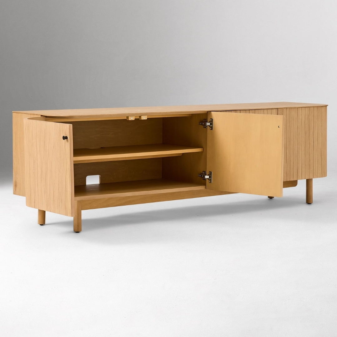 Contemporary Oak Slatted TV Unit