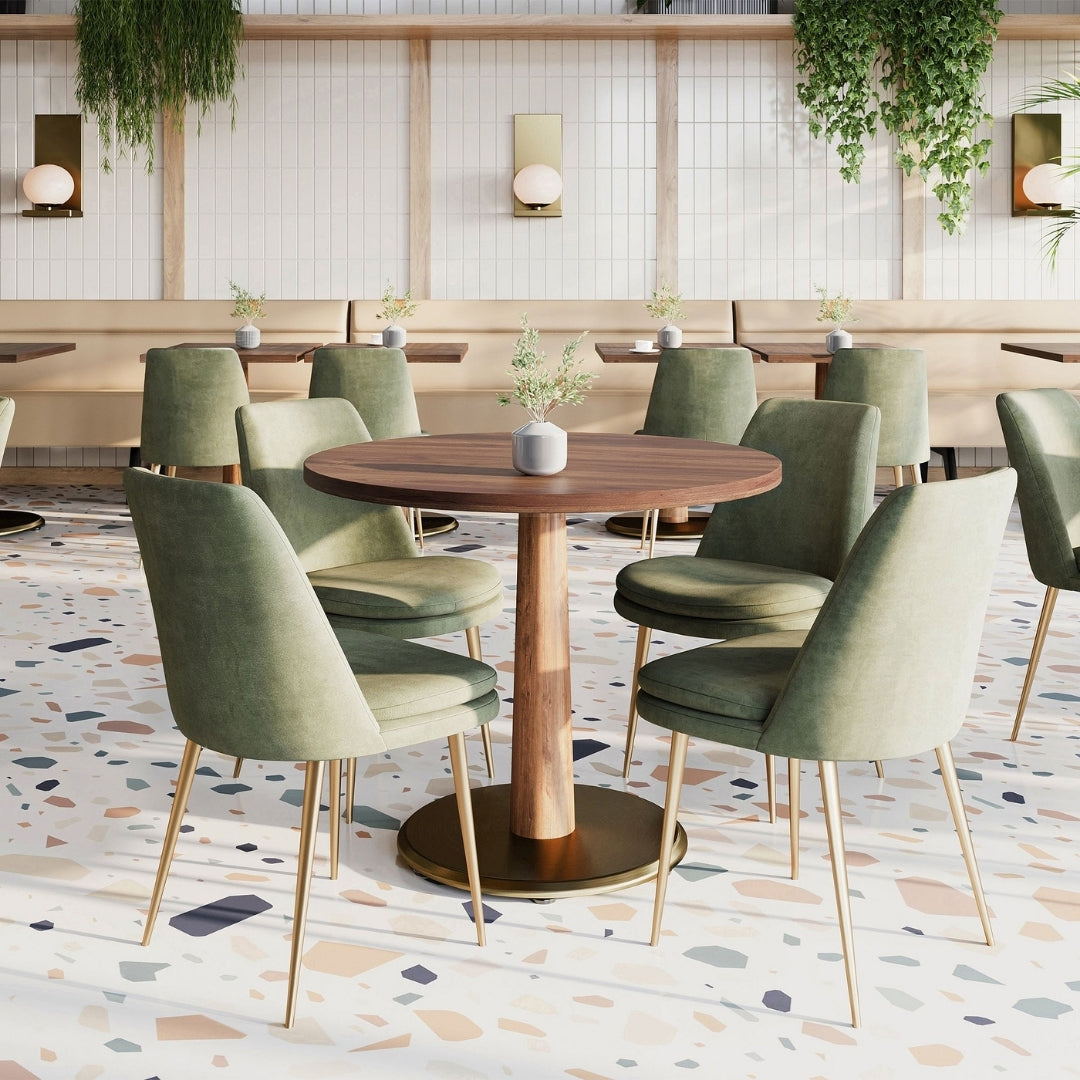 Golden Base Brown Wood Cafe Table