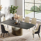 8 Seater Black Sintered Stone Rectangular Dining Table 