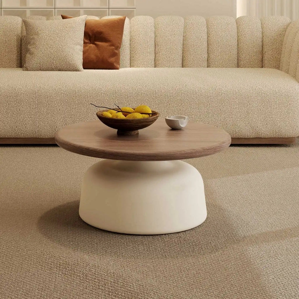 Sculpted Stonewood Circular Duo Tables

