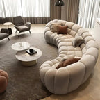 4 Seater Luxe Bubble Tufted Upholstered Curved Sofa