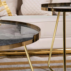 Golden Edge Black Marble Coffee Table Duo

