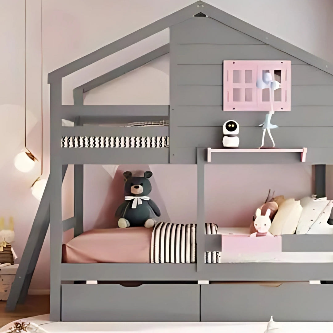 Twin Over Twin Kids Bunk Bed With Drawers