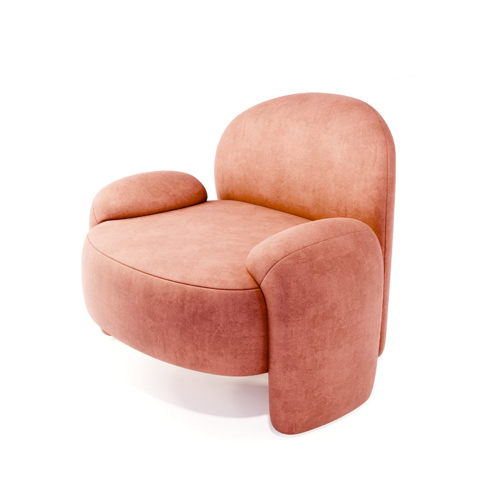 Contemporary Blush-Toned Curved Lounge Chair