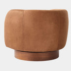 Modern Cognac Swivel Barrel Accent Chair
