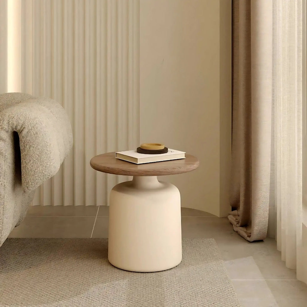 Sculpted Stonewood Circular Duo Tables

