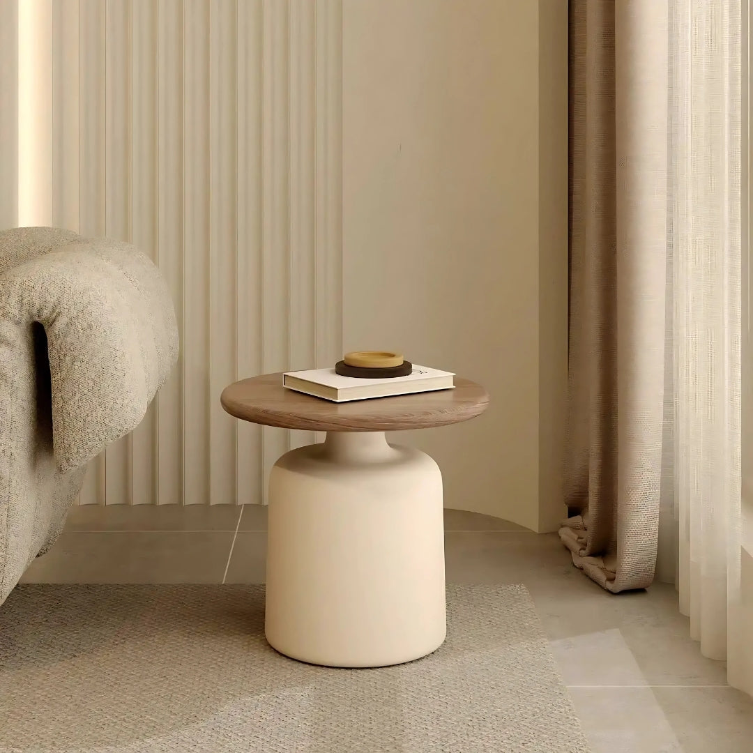 Sculpted Stonewood Circular Duo Tables

