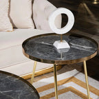 Golden Edge Black Marble Coffee Table Duo

