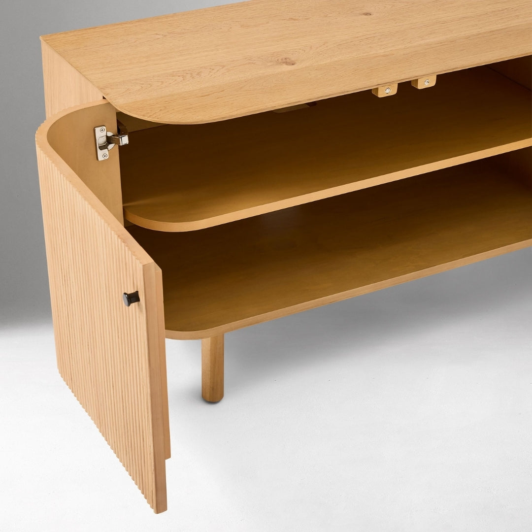 Contemporary Oak Slatted TV Unit