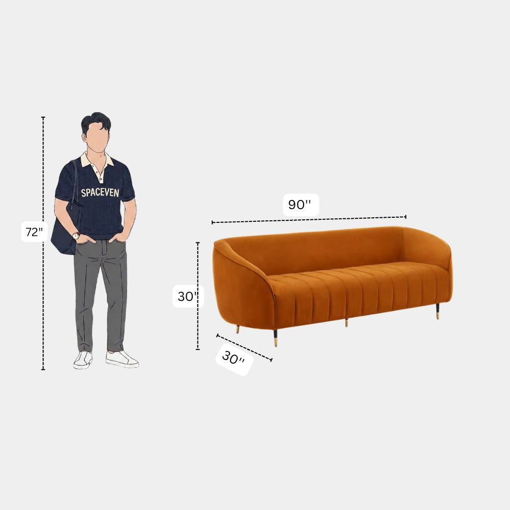3 Seater Modern Curved Channel Lounge Sofa
