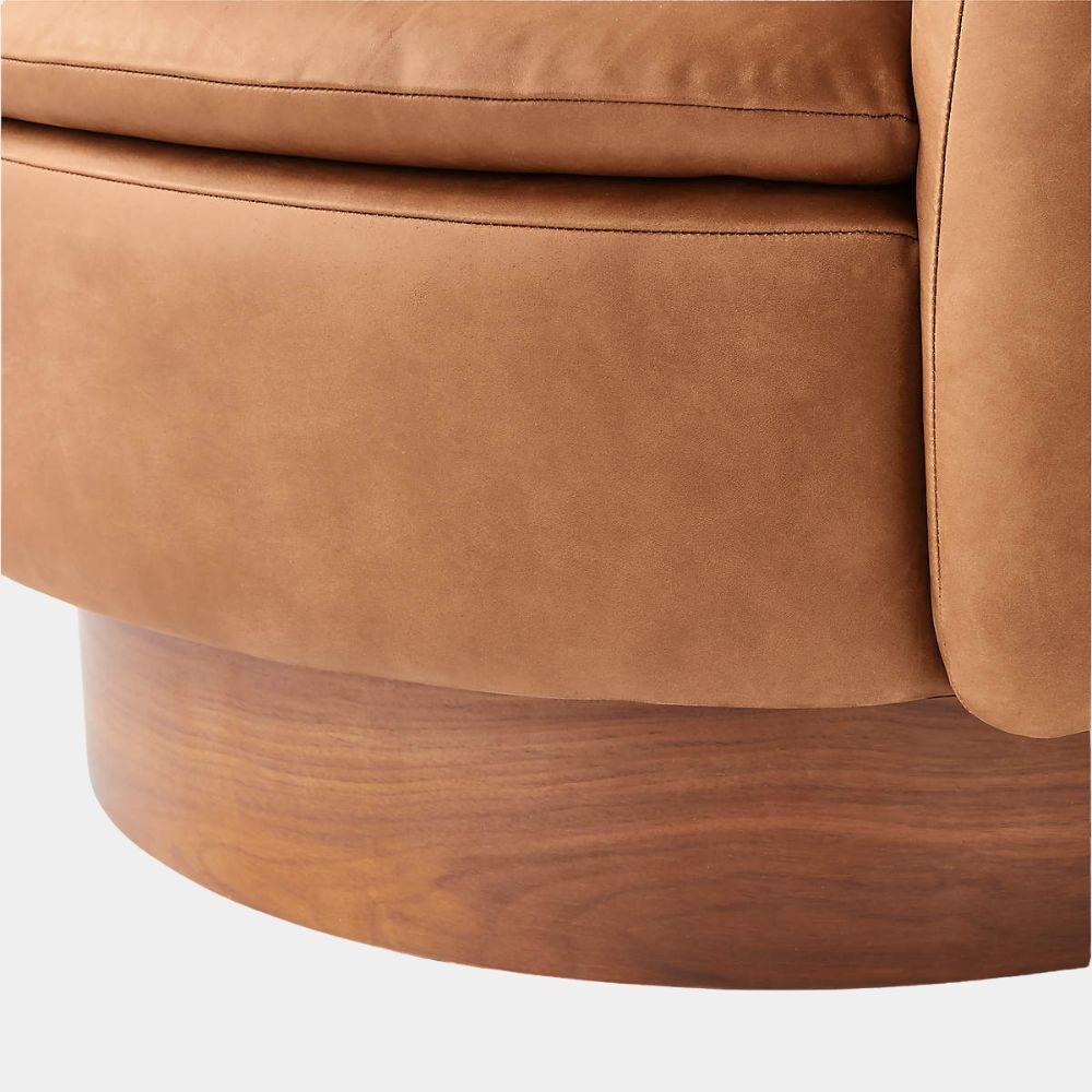 Modern Cognac Swivel Barrel Accent Chair