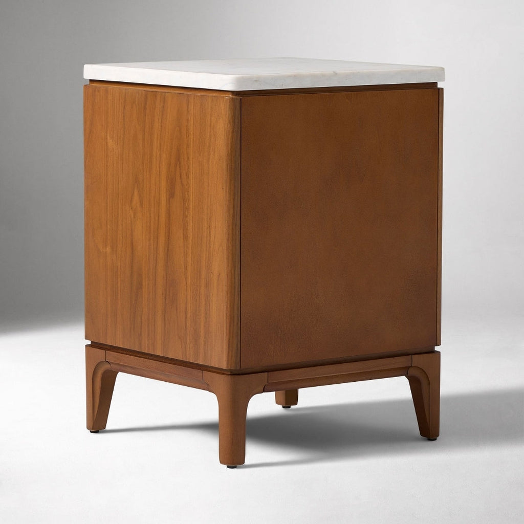 Elegant Two-Drawer Marble Top Nightstand