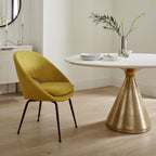 Contemporary Curved Yellow Upholstered Dining Chair

