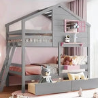Twin Over Twin Kids Bunk Bed With Drawers