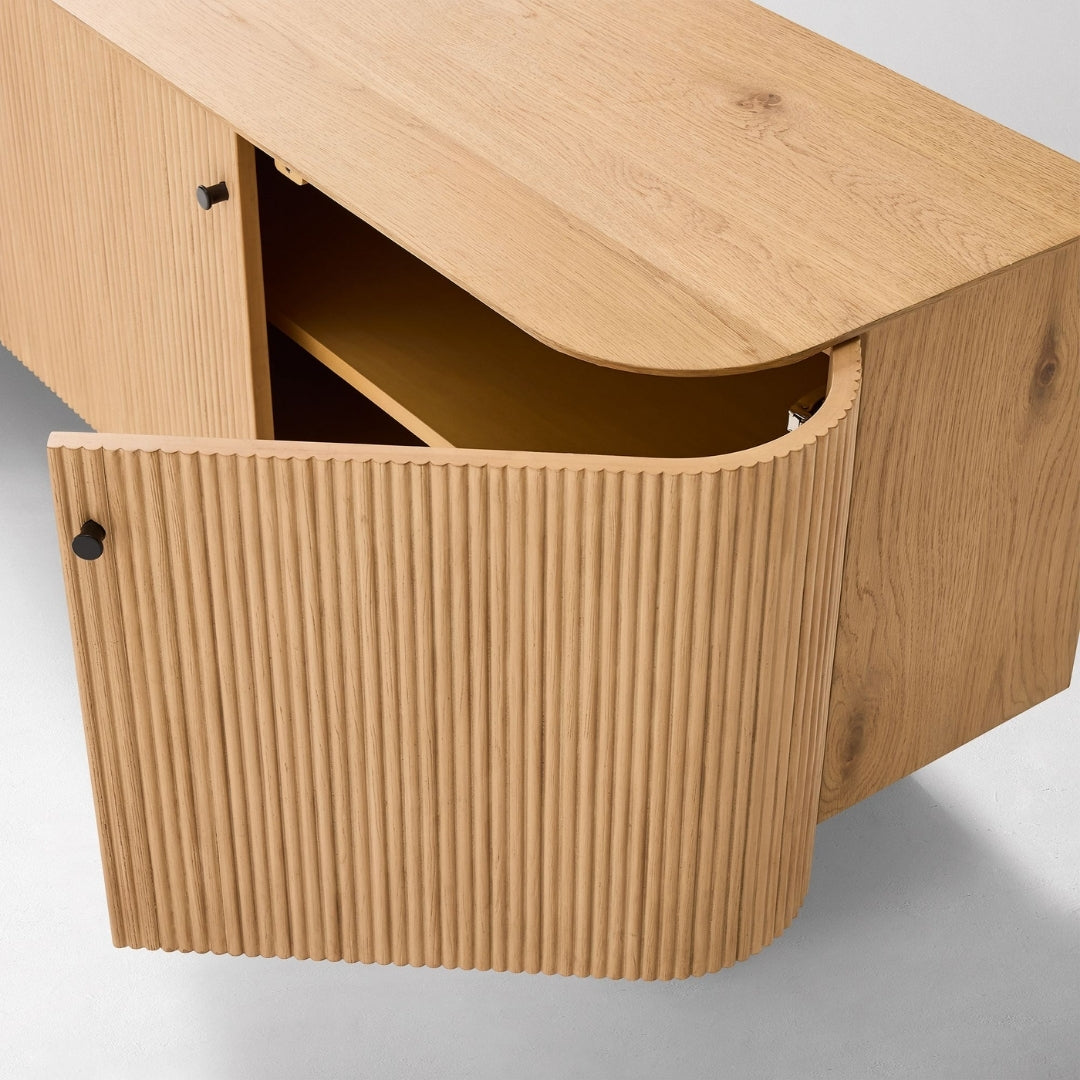 Contemporary Oak Slatted TV Unit