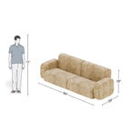 3 Seater Light Tan Sofa With Cushion Upholstery
