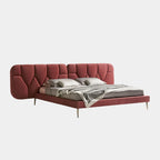 Rose Velvet Luxe Bed With Solid Headboard 