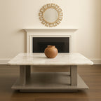 Dual-Layer Modern Coffee Table with Marble Finish