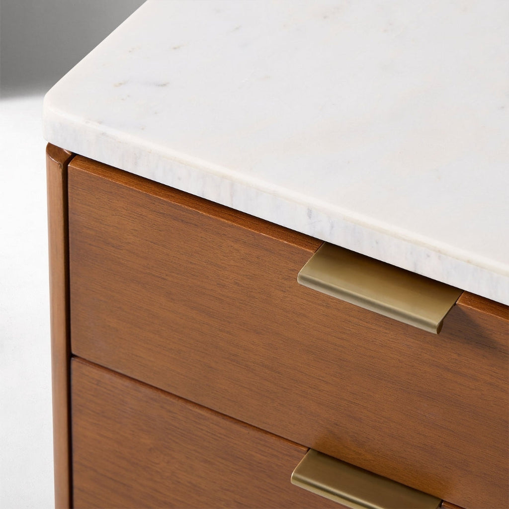 Elegant Two-Drawer Marble Top Nightstand