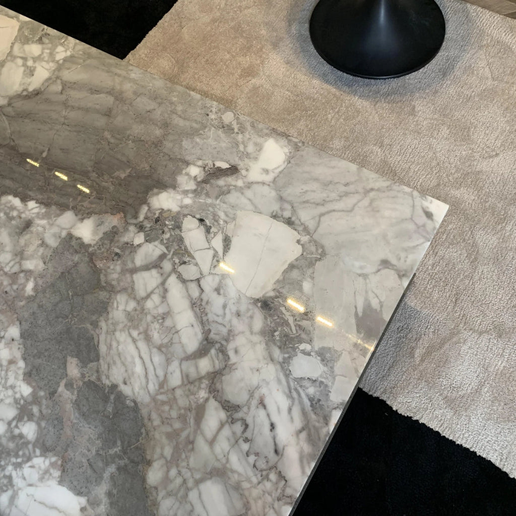 Dual-Layer Modern Coffee Table with Marble Finish