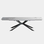 8 Seater White Sintered Stone Rectangular Dining Table With Angular Base 