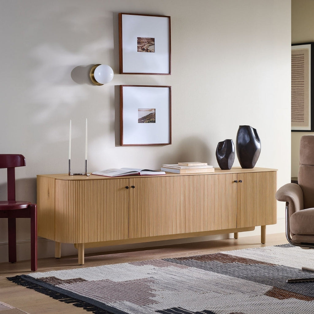 Contemporary Oak Slatted TV Unit