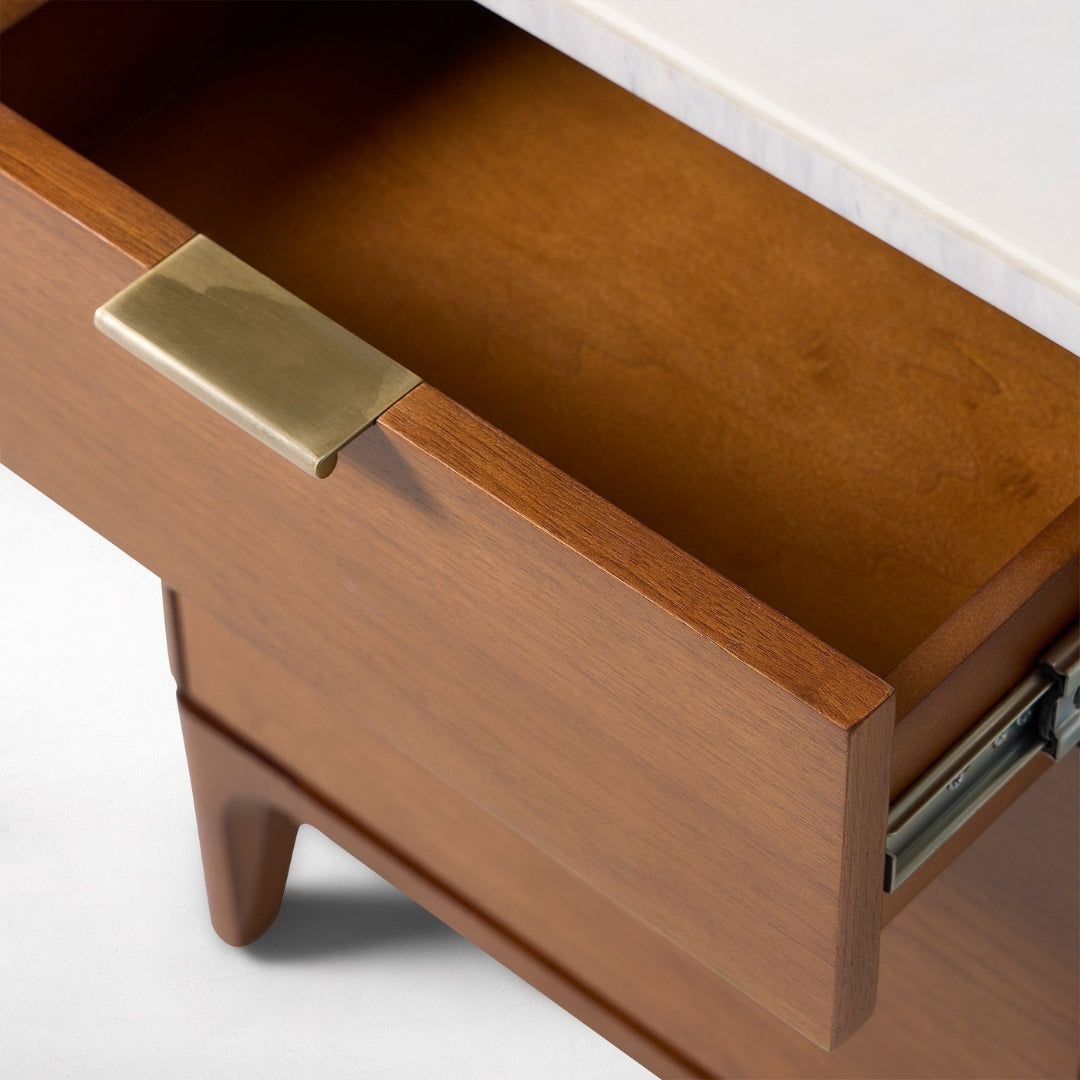 Elegant Two-Drawer Marble Top Nightstand