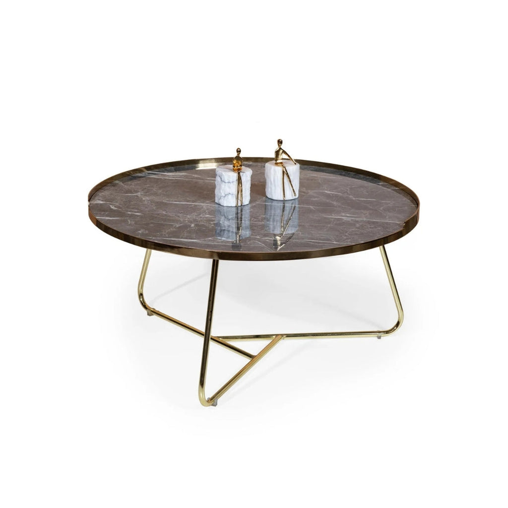 Golden Edge Black Marble Coffee Table Duo

