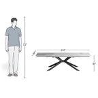 8 Seater White Sintered Stone Rectangular Dining Table With Angular Base 