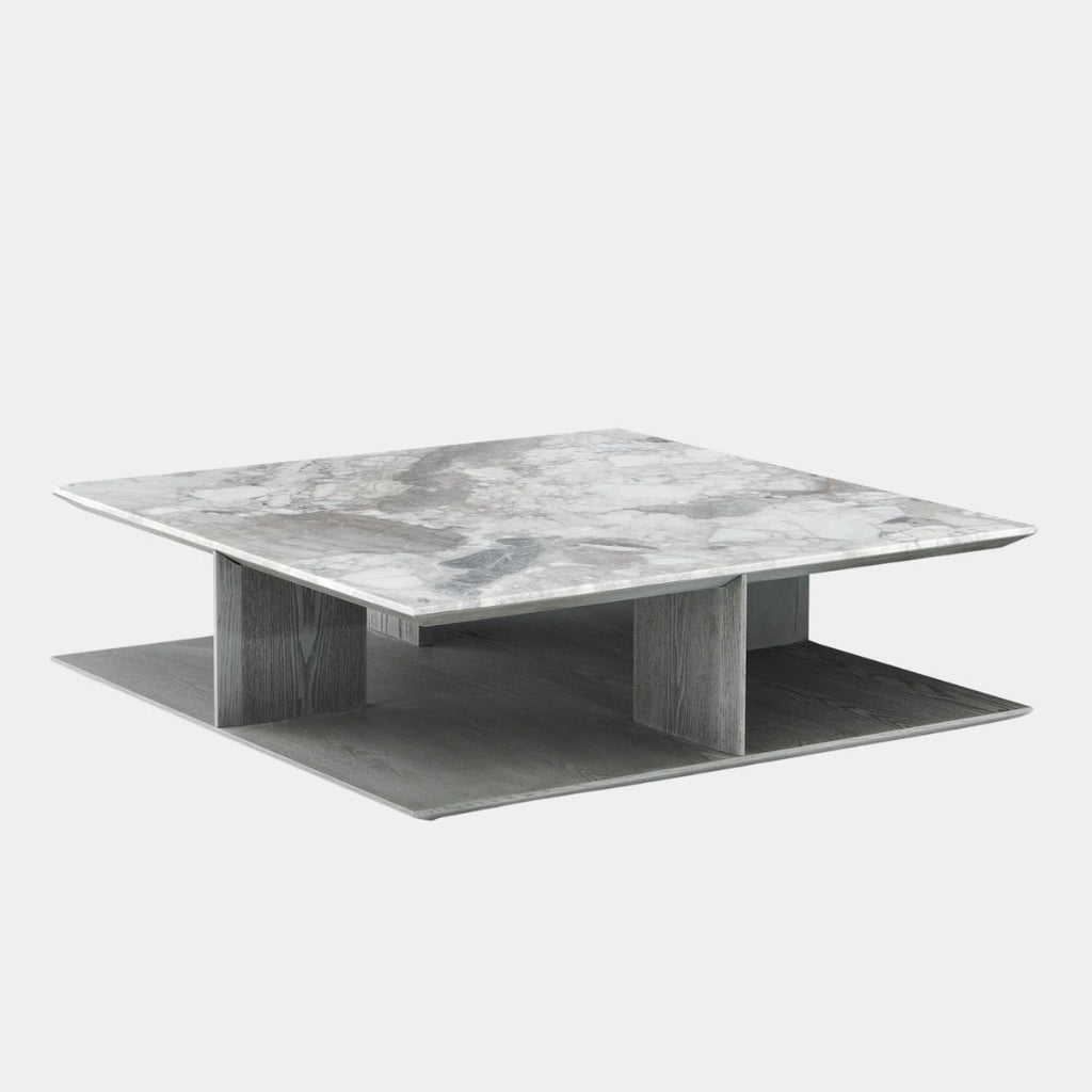 Dual-Layer Modern Coffee Table with Marble Finish