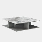 Dual-Layer Modern Coffee Table with Marble Finish