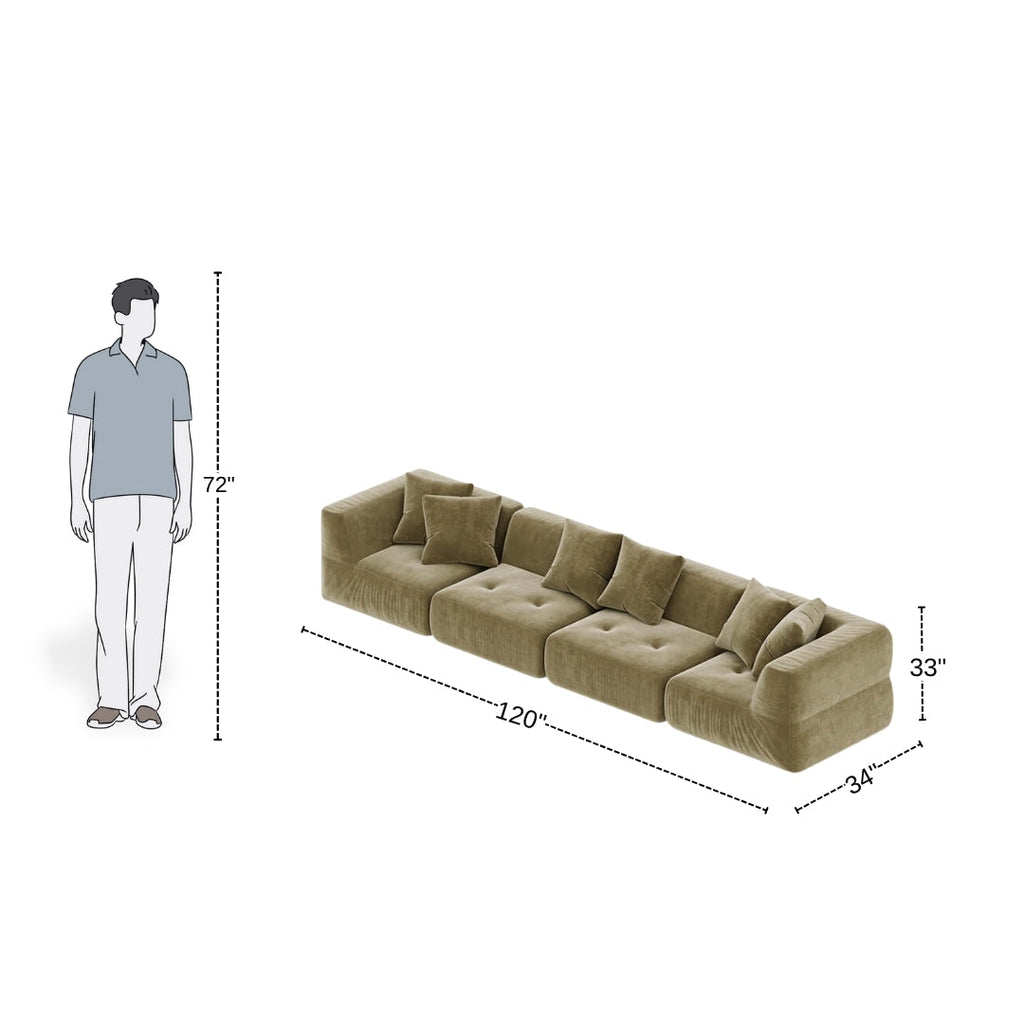 4 Seater Olive Green Sofa With Super-Soft Upholstery
