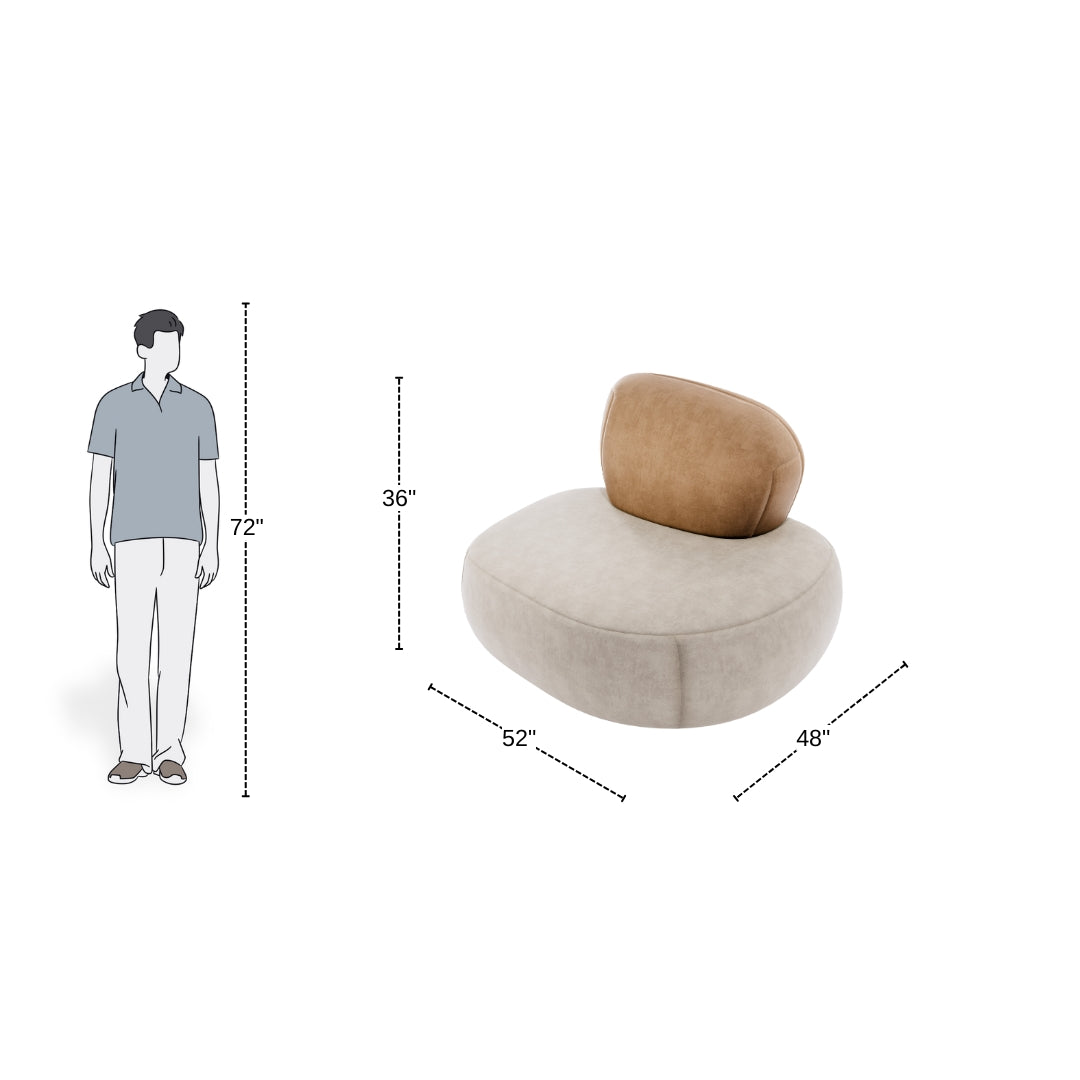 Minimalist Pebble Shaped Accent Sofa Chair