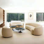 3 Seater Minimalist Beige Upholstered Sofa