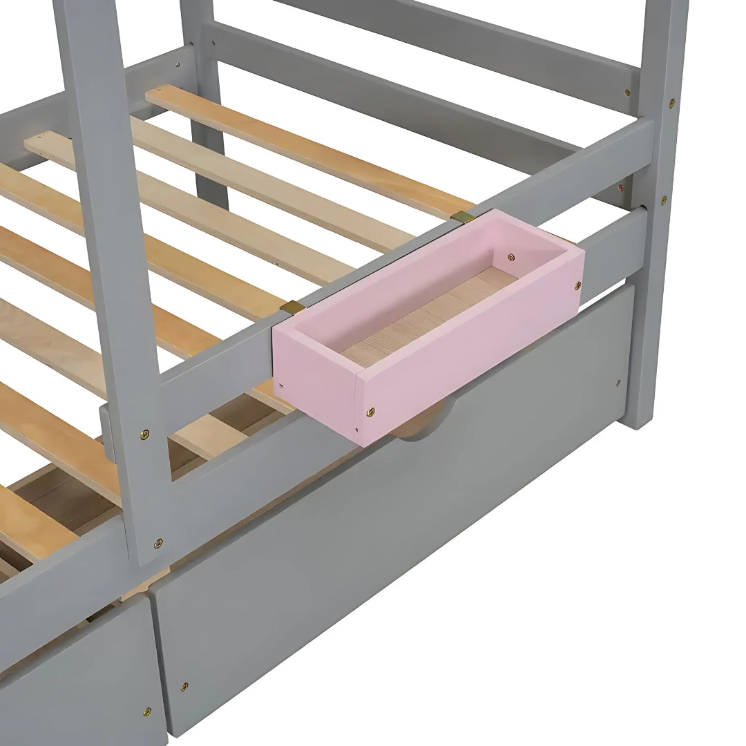 Twin Over Twin Kids Bunk Bed With Drawers