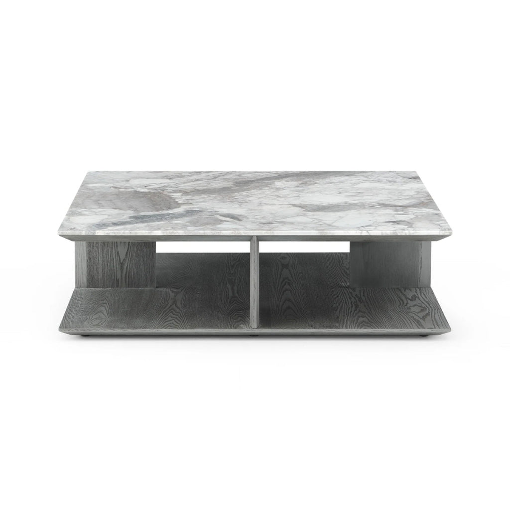 Dual-Layer Modern Coffee Table with Marble Finish