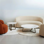 3 Seater Minimalist Beige Upholstered Sofa