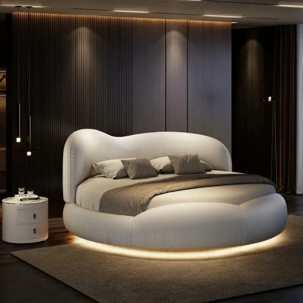 Luxe Round Comfort Bed with Solid Headboard 