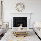 Modern Criss-Cross Legged Marble Coffee Table