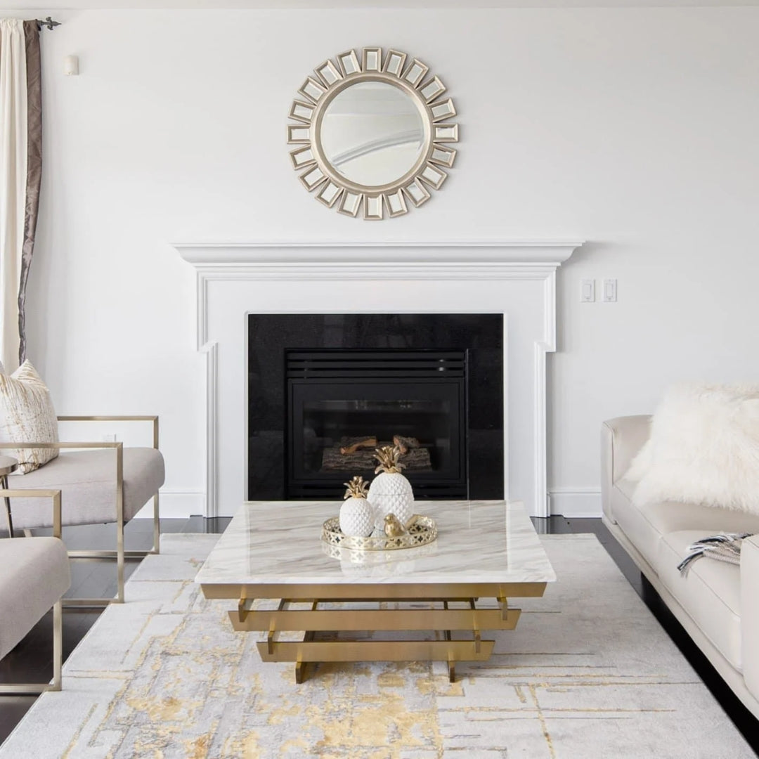 Modern Criss-Cross Legged Marble Coffee Table